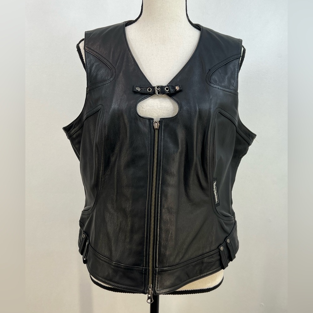 Harley-Davidson Women's Black Leather Biker Vest